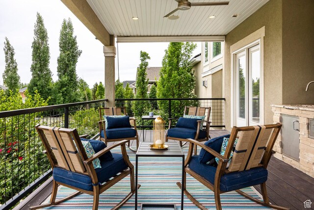1309 W Atrium Ct W, Farmington, UT 84025 - deck featuring a ceiling fan