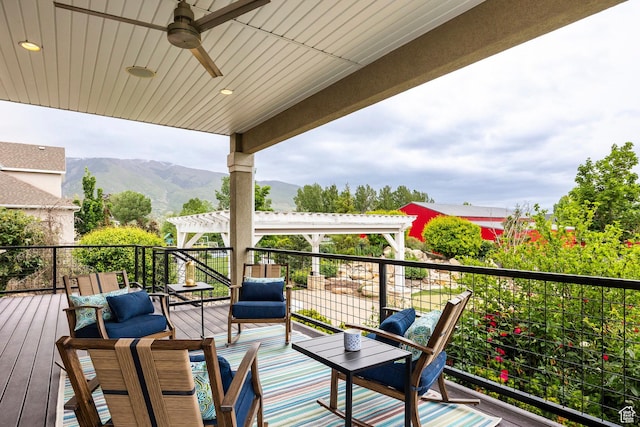 1309 W Atrium Ct W, Farmington, UT 84025 - wooden terrace featuring a mountain view and ceiling fan