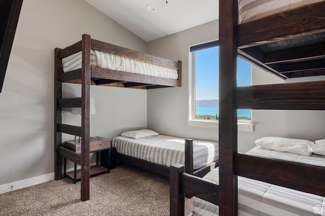 68 Hawksbeard Cir, Fish Haven, ID 83287 - carpeted bedroom with lofted ceiling and baseboards