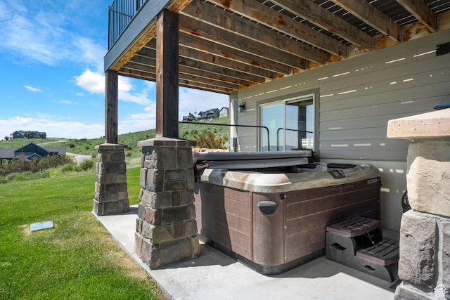 68 Hawksbeard Cir, Fish Haven, ID 83287 - view of patio featuring a hot tub
