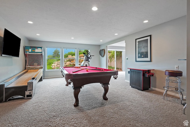 193 Coventry Ln, North Salt Lake, UT 84054 - game room with carpet, recessed lighting, pool table, baseboards, and a textured ceiling