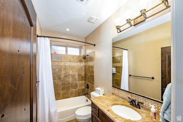 373 W Meridian Dr, Ivins, UT 84738 - bathroom with toilet, shower / bath combination with curtain, and vanity