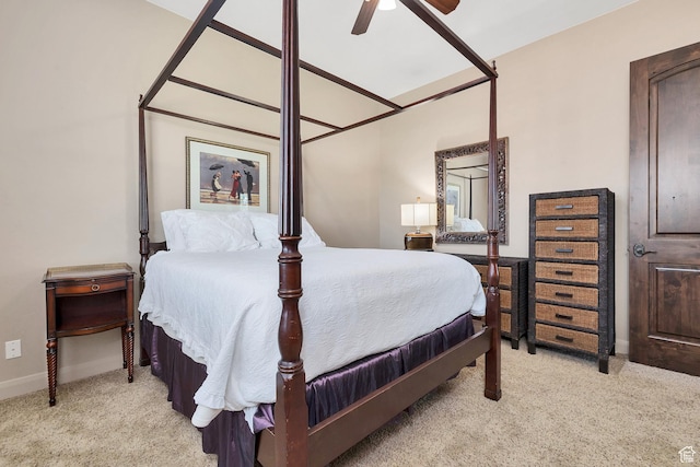 373 W Meridian Dr, Ivins, UT 84738 - bedroom with light carpet and a ceiling fan