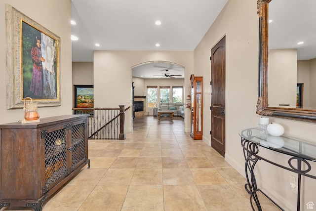 373 W Meridian Dr, Ivins, UT 84738 - corridor featuring arched walkways, recessed lighting, and light tile patterned floors