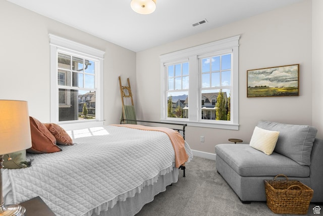 bedroom with carpet and baseboards