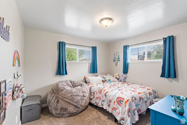 bedroom with carpet