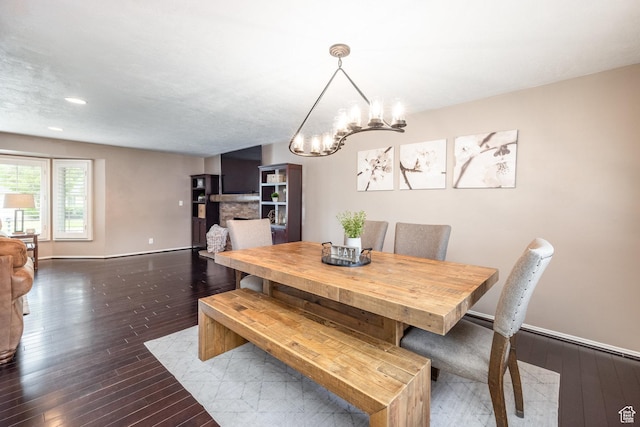 1256 E Darby Cir S, Murray, UT 84117 - dining space featuring a chandelier, wood-type flooring, baseboards, and recessed lighting