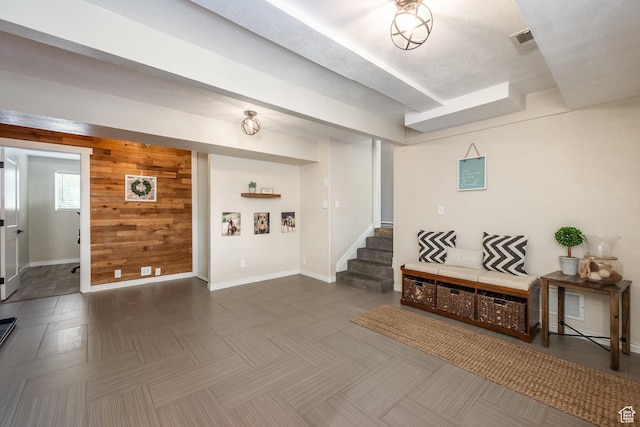 1256 E Darby Cir S, Murray, UT 84117 - foyer featuring stairway, baseboards, and wood walls