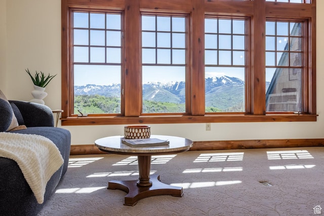 2000 W Red Hawk Trl, Park City, UT 84098 - sitting room with carpet flooring, a mountain view, and baseboards