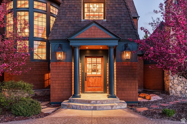 2000 W Red Hawk Trl, Park City, UT 84098 - doorway to property featuring roof with shingles