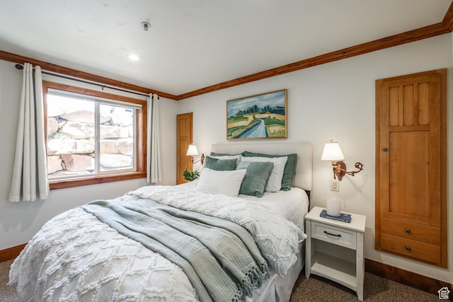 2000 W Red Hawk Trl, Park City, UT 84098 - bedroom with baseboards, carpet, and crown molding