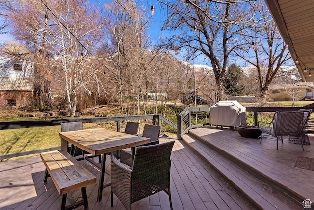 384 W 4200 N, Pleasant View, UT 84414 - wooden terrace with outdoor dining area and a mountain view