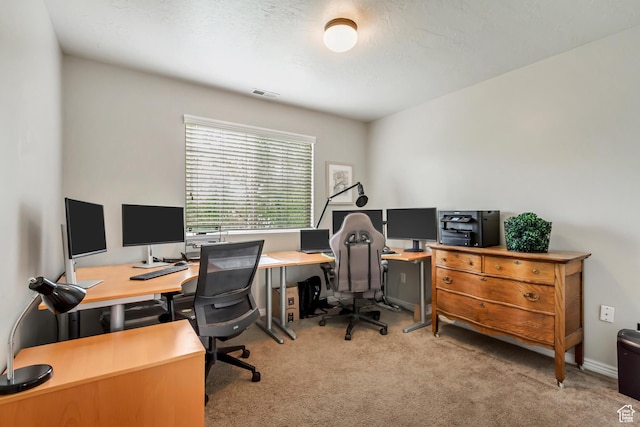 view of carpeted office space