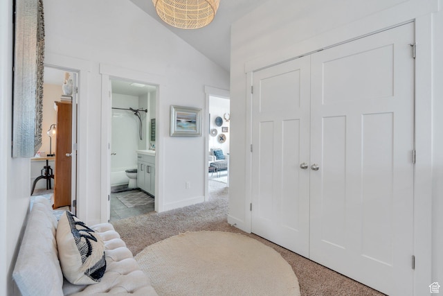 305 E 330 N, Vineyard, UT 84059 - bedroom with carpet, vaulted ceiling, a closet, ensuite bath, and baseboards
