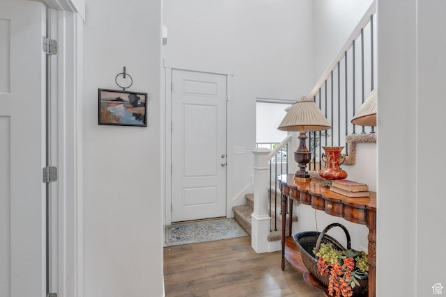 305 E 330 N, Vineyard, UT 84059 - entrance foyer featuring wood finished floors, stairway, and a towering ceiling
