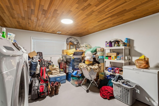 garage with wooden ceiling