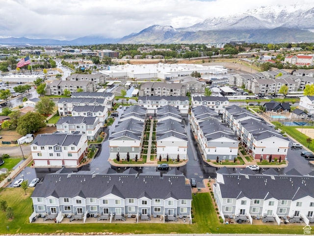 aerial perspective of suburban area featuring mountains