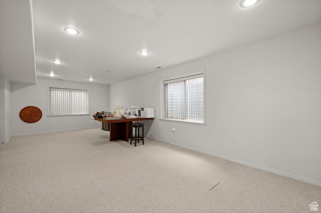 3678 S Vineyard Ct, Millcreek, UT 84106 - dining area with carpet, recessed lighting, baseboards, and an office area