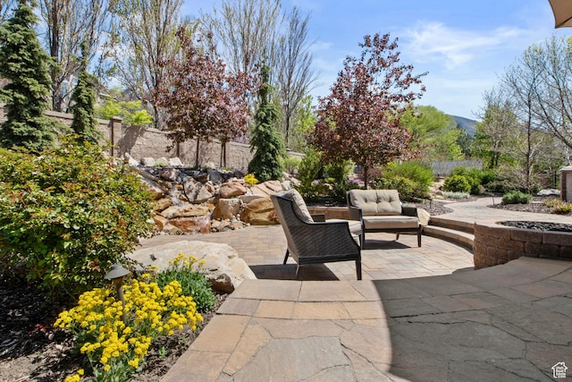 view of patio / terrace with an outdoor living space