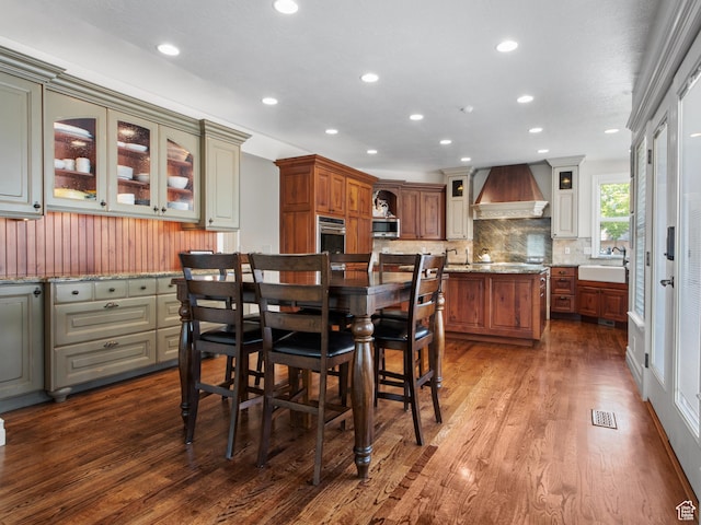 dining room featuring recessed lighting and dark wood finished floors