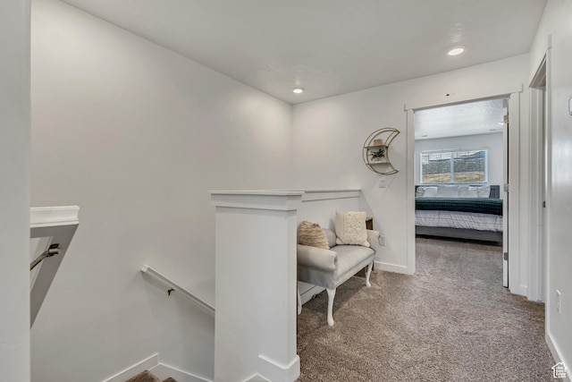 bedroom with carpet flooring, baseboards, and recessed lighting