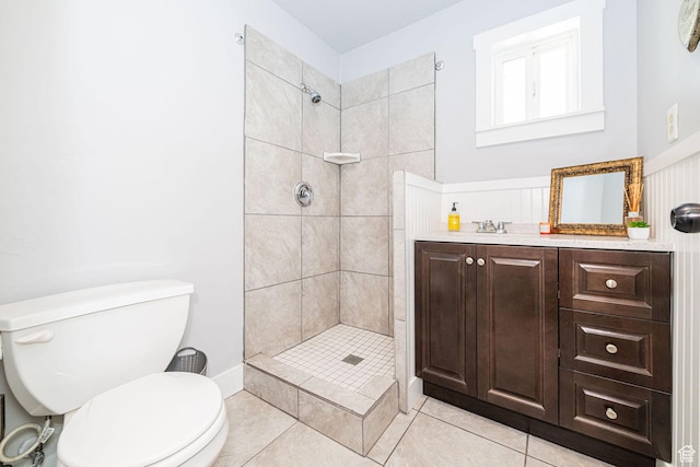 4302 W 2350 N, Plain City, UT 84404 - bathroom with toilet, tiled shower, tile patterned flooring, and vanity