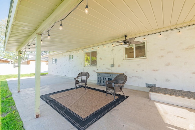4302 W 2350 N, Plain City, UT 84404 - view of patio with ceiling fan and fence