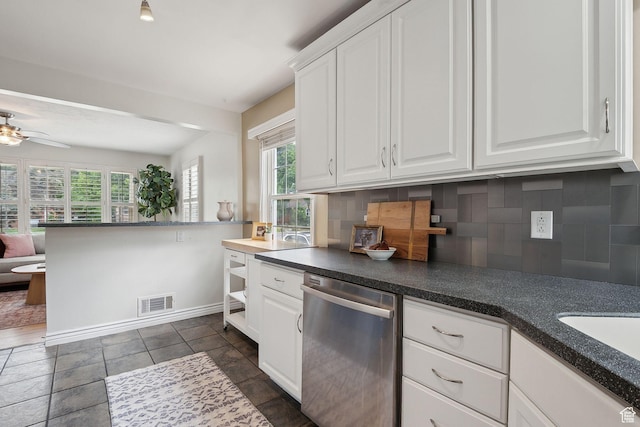 2484 S 800 E, Salt Lake City, UT 84106 - kitchen with dishwasher, healthy amount of natural light, backsplash, and a ceiling fan