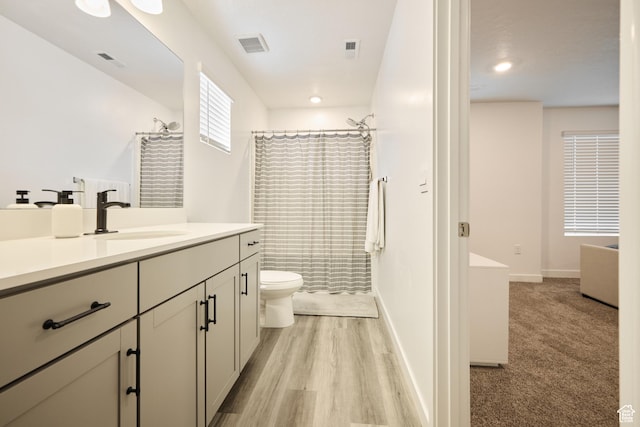 311 S 1130 W Unit 24, American Fork, UT 84003 - bathroom featuring toilet, vanity, a shower with shower curtain, wood finished floors, and baseboards