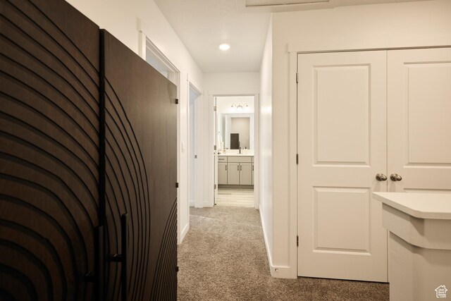 311 S 1130 W Unit 24, American Fork, UT 84003 - hall featuring carpet flooring, baseboards, and recessed lighting