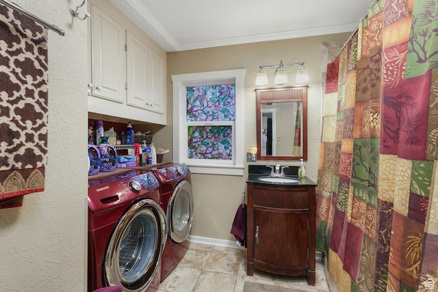 821 E 100 S, Salt Lake City, UT 84102 - clothes washing area with separate washer and dryer, crown molding, and baseboards