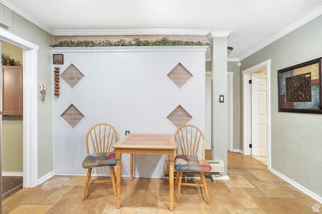 821 E 100 S, Salt Lake City, UT 84102 - dining space with stone tile flooring, ornamental molding, and baseboards