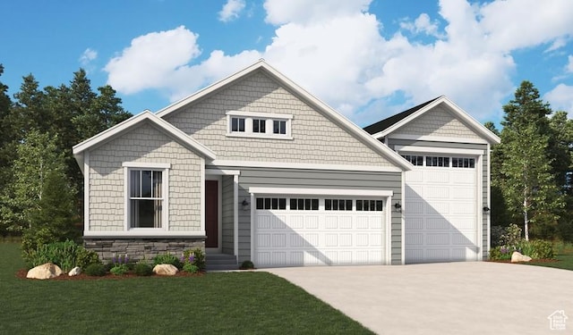 4066 W 2025 S Unit 38, Taylor, UT 84401 - craftsman-style home featuring driveway, a garage, stone siding, and a front yard
