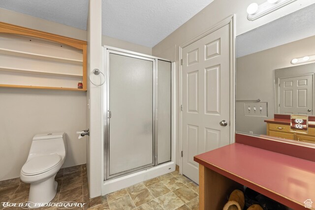 1688 N 175 W, Cedar City, UT 84721 - full bathroom with a shower stall, toilet, vanity, and a textured ceiling