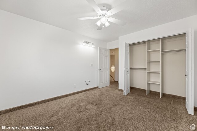 1688 N 175 W, Cedar City, UT 84721 - unfurnished bedroom featuring carpet flooring, baseboards, ceiling fan, and a closet