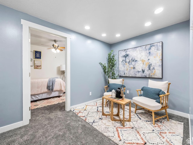 98 E 1040 N Unit 134, Santaquin, UT 84655 - living area with recessed lighting, carpet floors, baseboards, and a ceiling fan
