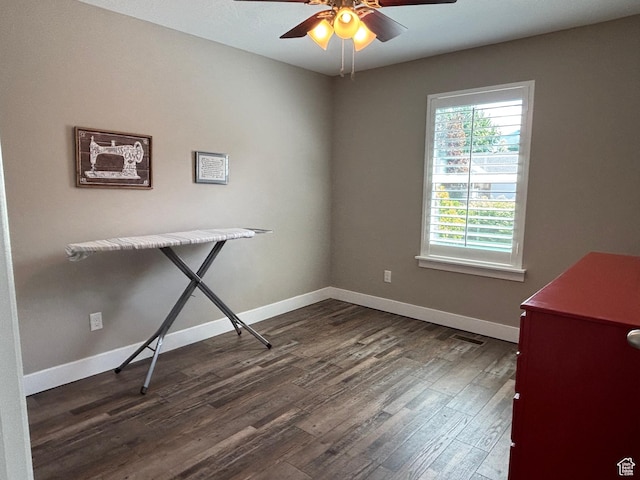 1522 S 1100 E, Spanish Fork, UT 84660 - unfurnished office featuring a ceiling fan, dark wood finished floors, and baseboards