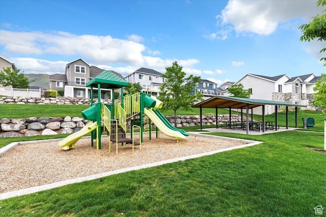 15134 S White Hart Ln, Bluffdale, UT 84065 - community jungle gym featuring a residential view and a lawn