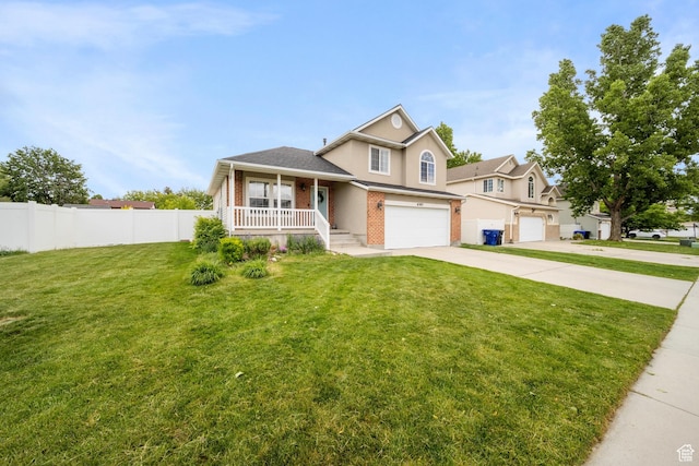 6507 S Silver Medal Dr, Taylorsville, UT 84129 - tri-level home with a porch, brick siding, an attached garage, and concrete driveway