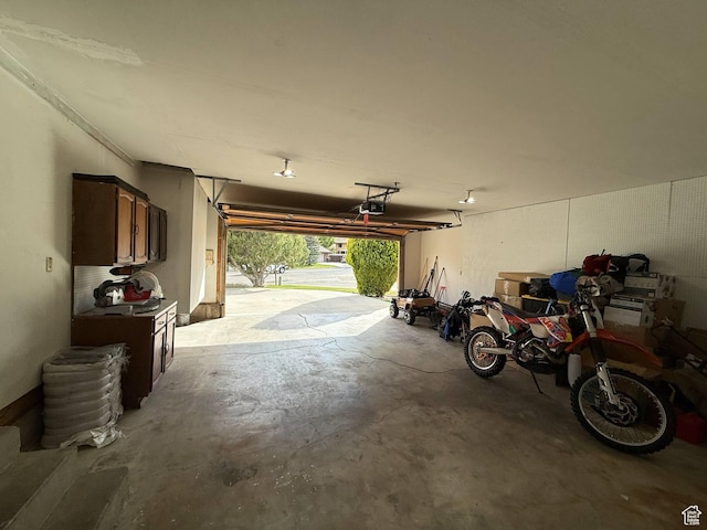 garage with a garage door opener