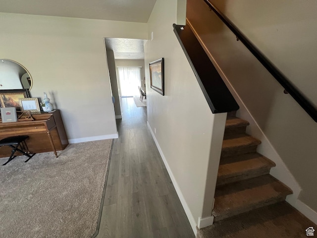 1297 W 450 N, Springville, UT 84663 - corridor with stairway, wood finished floors, and baseboards