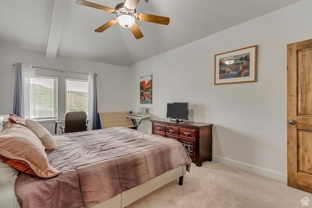 6641 N 2200 W Unit D-304, Park City, UT 84098 - bedroom with light carpet, baseboards, ceiling fan, and vaulted ceiling