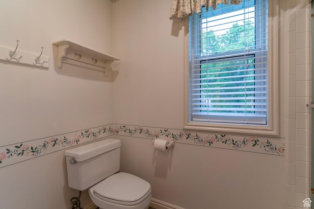 bathroom with plenty of natural light and toilet