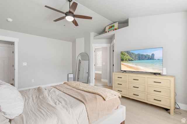 541 W 1960 N, Tooele, UT 84074 - bedroom featuring lofted ceiling, ceiling fan, light wood-type flooring, and baseboards