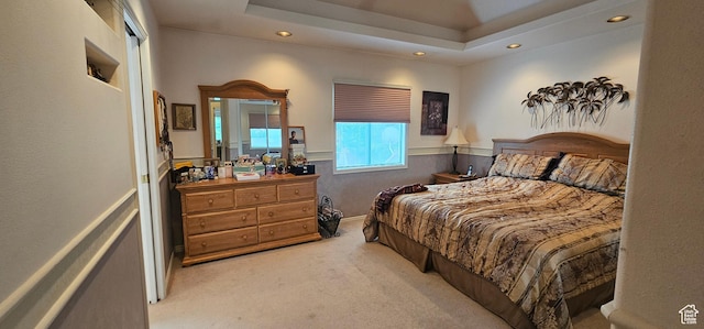 bedroom with carpet flooring and recessed lighting