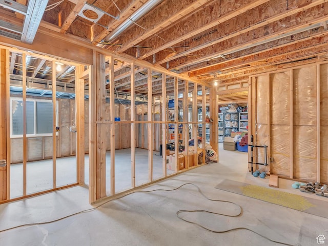 view of unfinished basement