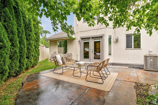 59 W 600 N, Farmington, UT 84025 - view of patio / terrace with french doors, fence, and central AC