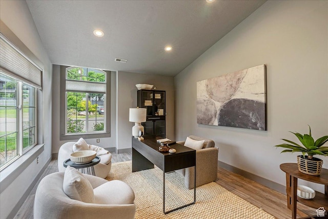 59 W 600 N, Farmington, UT 84025 - office area with vaulted ceiling, recessed lighting, wood finished floors, and baseboards