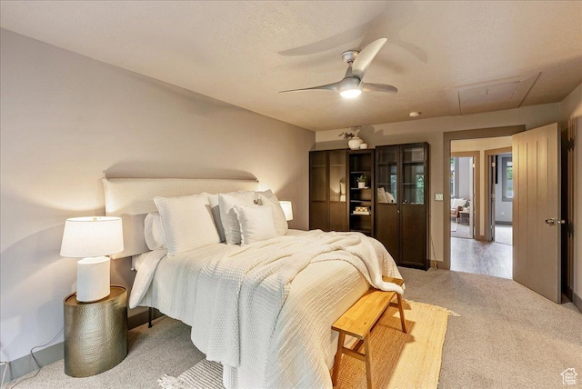 59 W 600 N, Farmington, UT 84025 - bedroom featuring attic access, light carpet, and a ceiling fan