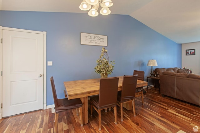 841 W 1235 S, Payson, UT 84651 - dining area with vaulted ceiling, wood finished floors, and a chandelier